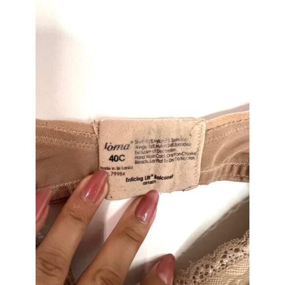 Soma Tan Enticing Lift Unlined Balconette Bra Size 40C - Picture 5 of 6